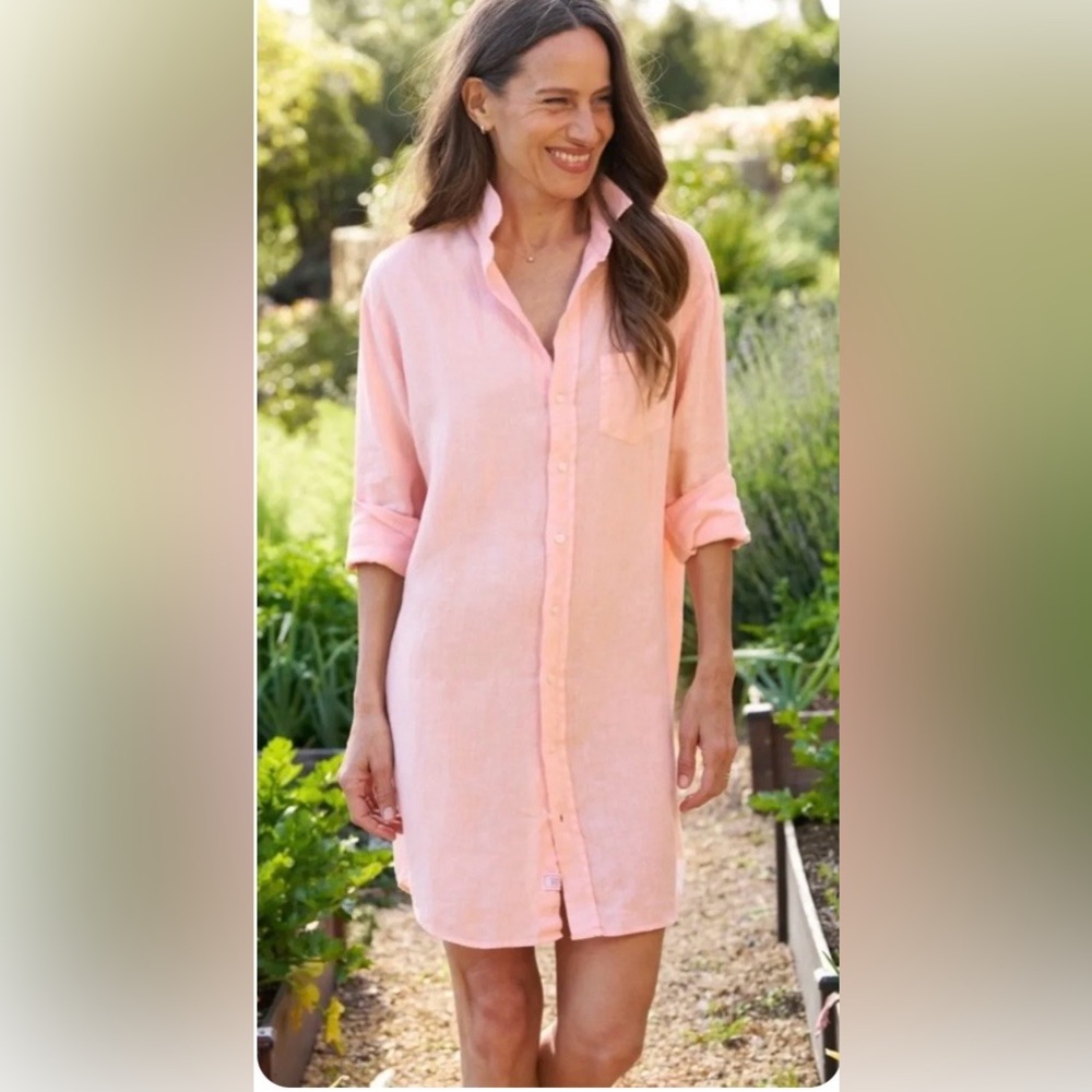 NWOT ZSZ xs Frank & Eileen peachy pink  MARY linen dress